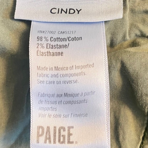 Paige High Rise Raw Hem Straight Leg Jeans Olive Green Size 27 - Picture 10 of 10